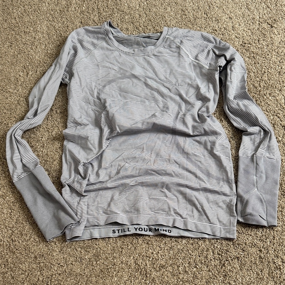 lululemon athletica Striped Gray Long Sleeve Top